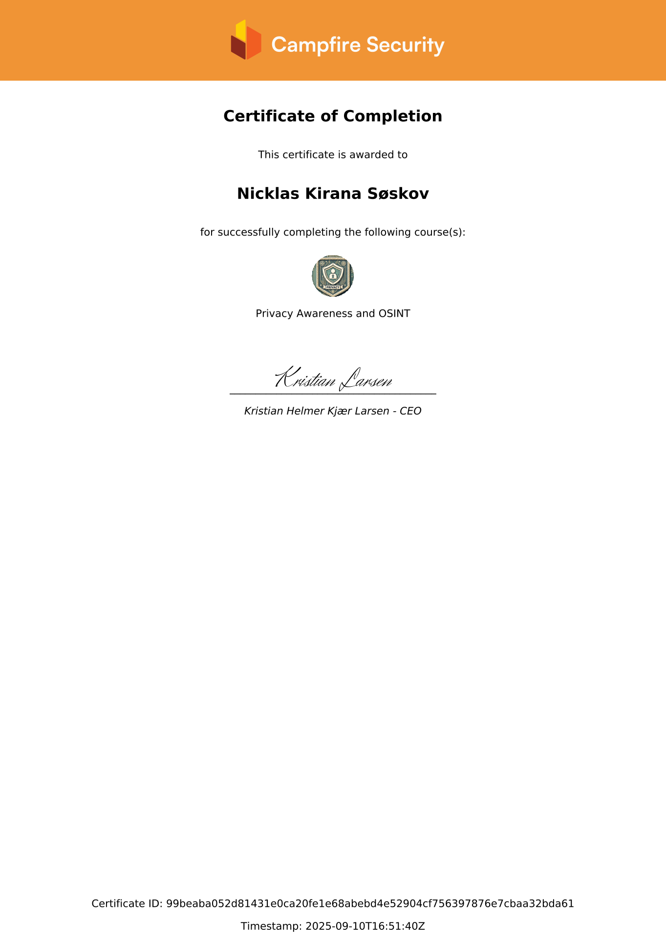 AAU certificate preview