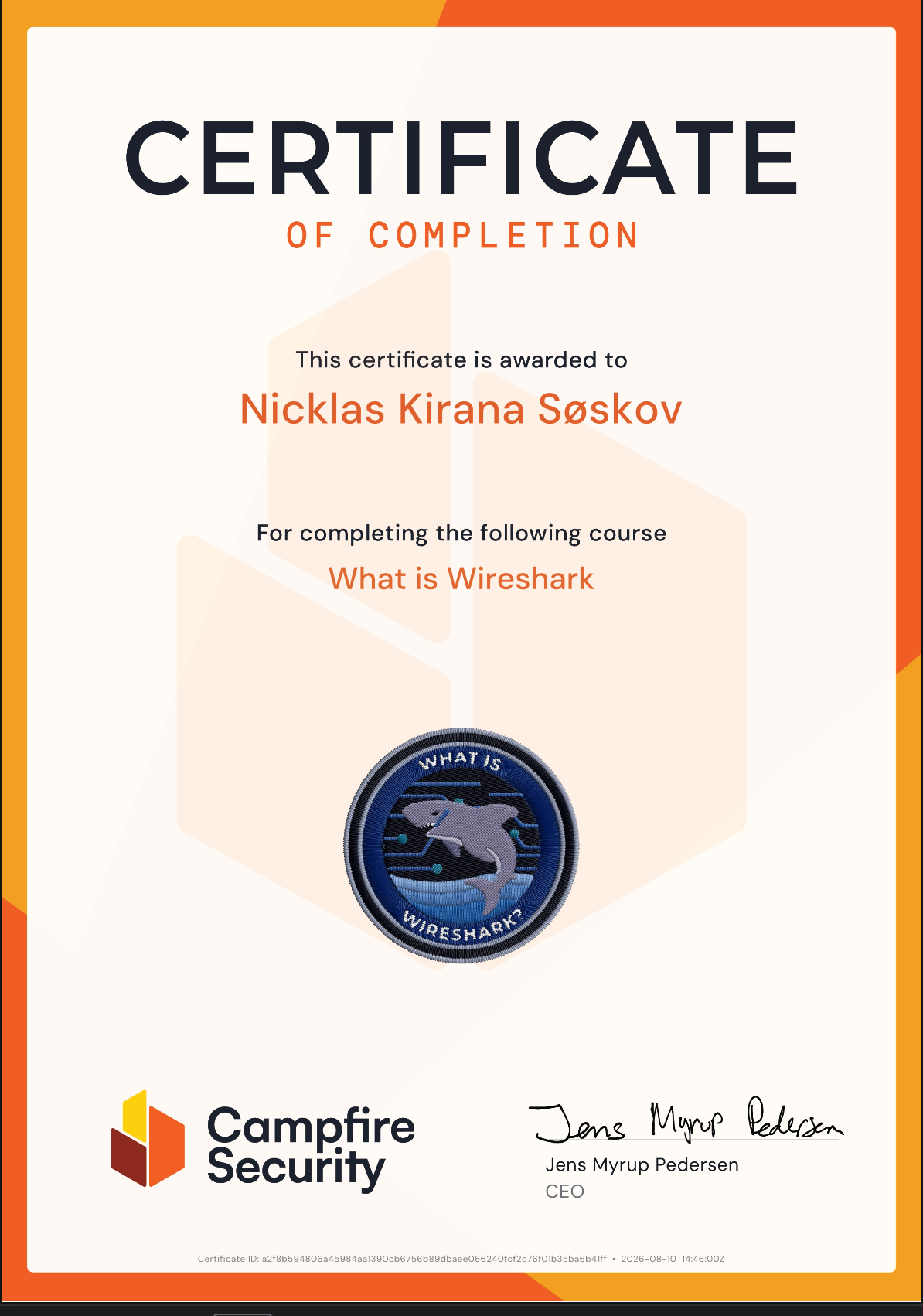 AAU certificate preview